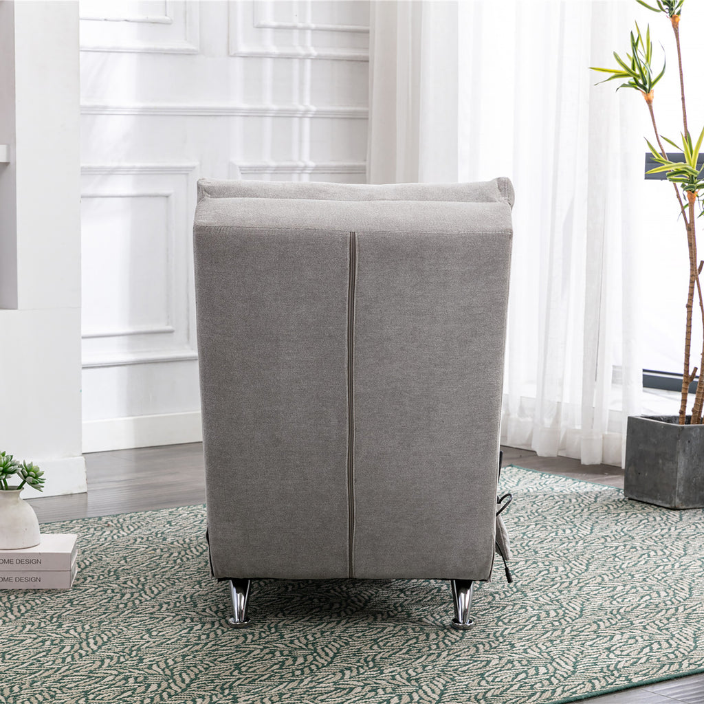 Light Grey Linen Massage Chaise Lounge Indoor with Remote Control, Ergonomic Electric Massage Lounger with 5 Modes - Grand Goldman Shop