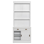 83.4'Tall Bookshelf Suite with LED Lighting, Modern Bookcase Suite with Sliding Doors,Drawers and Open Shelves,Storage Booksh