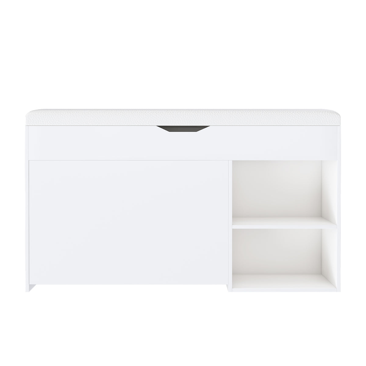 Modern Design Entryway Bench with Adjustable 3-Tier Flip-Up Drawers and Hidden Cabinet in White - Grand Goldman Shop