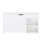 Modern Design Entryway Bench with Adjustable 3-Tier Flip-Up Drawers and Hidden Cabinet in White - Grand Goldman Shop