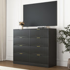 Modern 8 Drawers Dresser Chests for Bedroom,47.2' Wide Wood Chest of Drawers with Gold Metal Handle,Drawer Organizer for Bedroom,Living Room,Hallway and Entryway,Black - Grand Goldman Shop