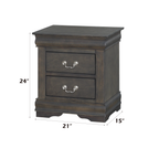 Louis Philippe Dark Gray Finish 4 PCS Bedroom Set (E. King) - Grand Goldman Shop