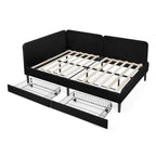 Black Velvet Upholstered Platform Bed Frame with 2 Storage Drawers and Adjustable Sofa Bed, Full Size - Grand Goldman Shop