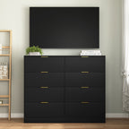 8 Drawers Dresser for Bedroom, Wood Bedroom Dresser Modern Drawer Chest, 8 Chest of Drawer, Tall Dresser for Closet, Dressers Organizer for Living Room, Closet, Hallway Black - Grand Goldman Shop