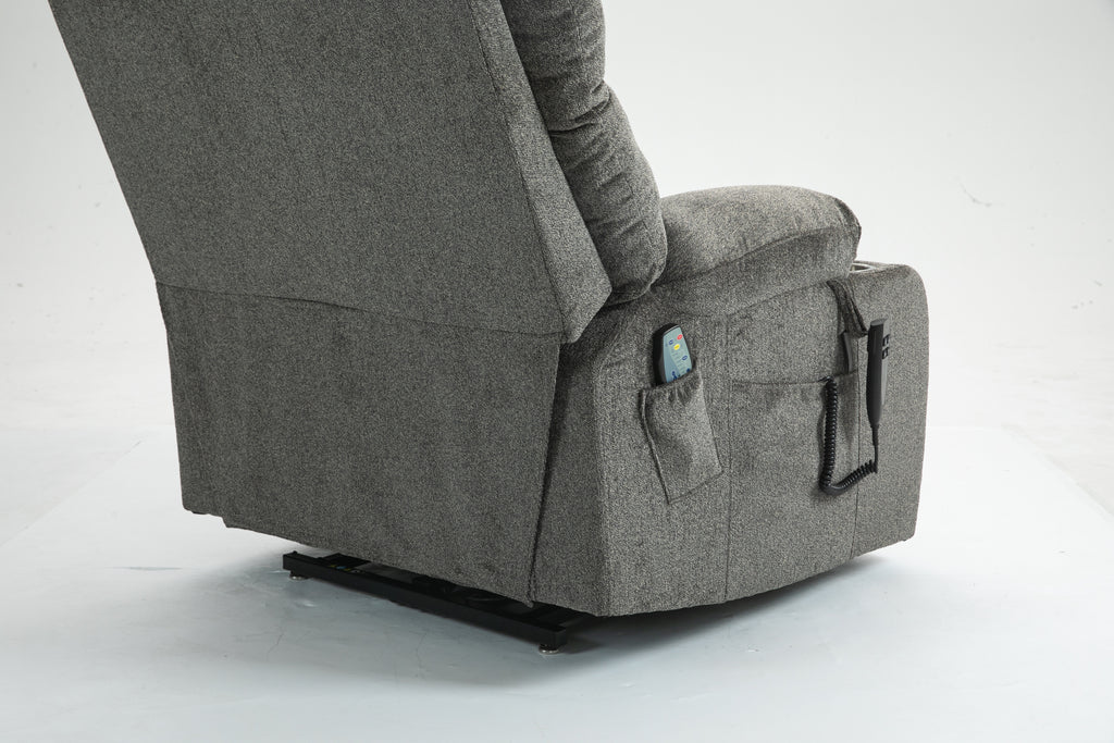 Lift Chair for Big and Tall Person with Inconvenient Legs: High Density Foam Lift Sofa with Heat and Massage, 2 Pockets, 2 Cup Holder, 2 Remote, OKIN Motor - Grand Goldman Shop