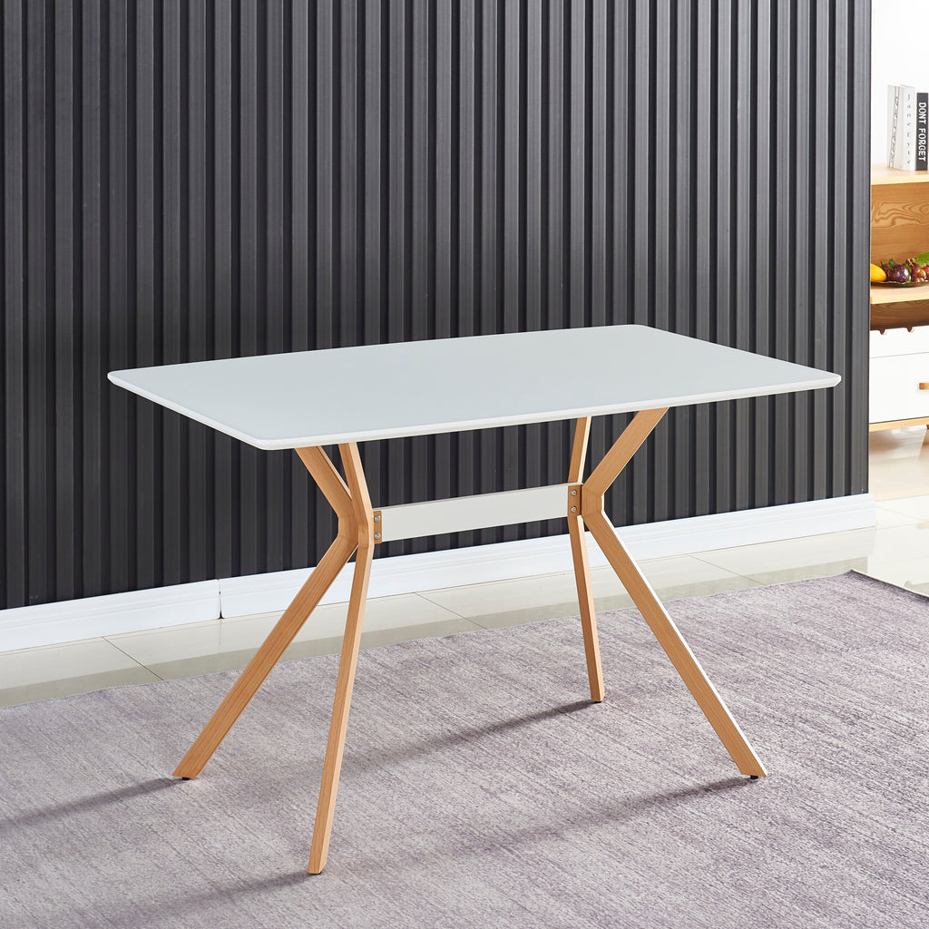 Modern Minimalist StyleDining Table MDF Anti-Scratch Top Metal Shelf Metal Heat Transfer Legs Leveling Feet For Dining Room Kitchen Office Table X 1(White) - Grand Goldman Shop
