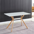 Modern Minimalist StyleDining Table MDF Anti-Scratch Top Metal Shelf Metal Heat Transfer Legs Leveling Feet For Dining Room Kitchen Office Table X 1(White) - Grand Goldman Shop
