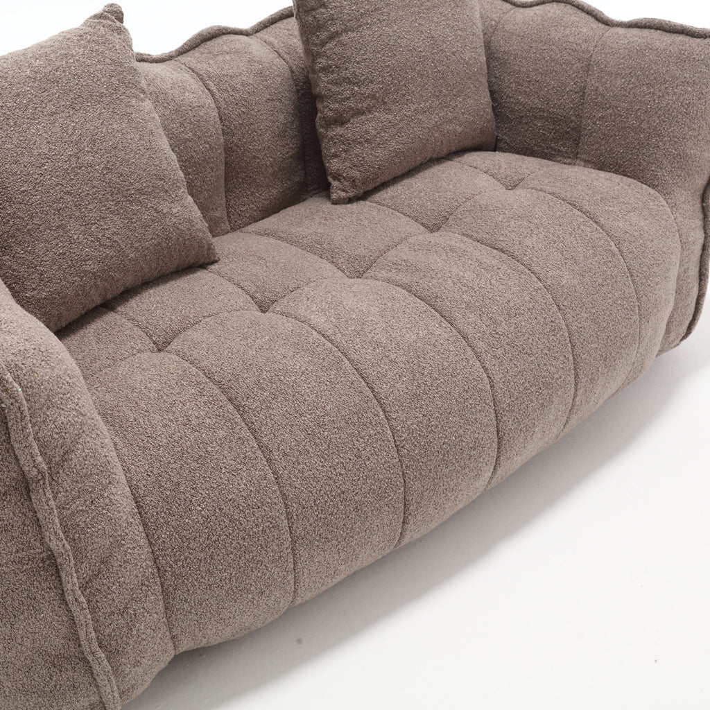 Cozy Beanbag Chair with High Resilience Foam Core for Two  -Brown Chenille, 66x35x25 inches - Grand Goldman Shop