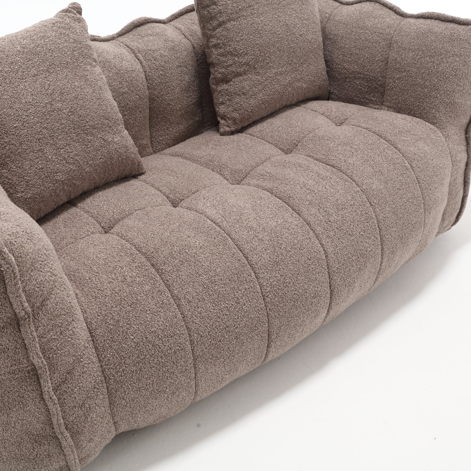 Cozy Beanbag Chair with High Resilience Foam Core for Two  -Brown Chenille, 66x35x25 inches - Grand Goldman Shop