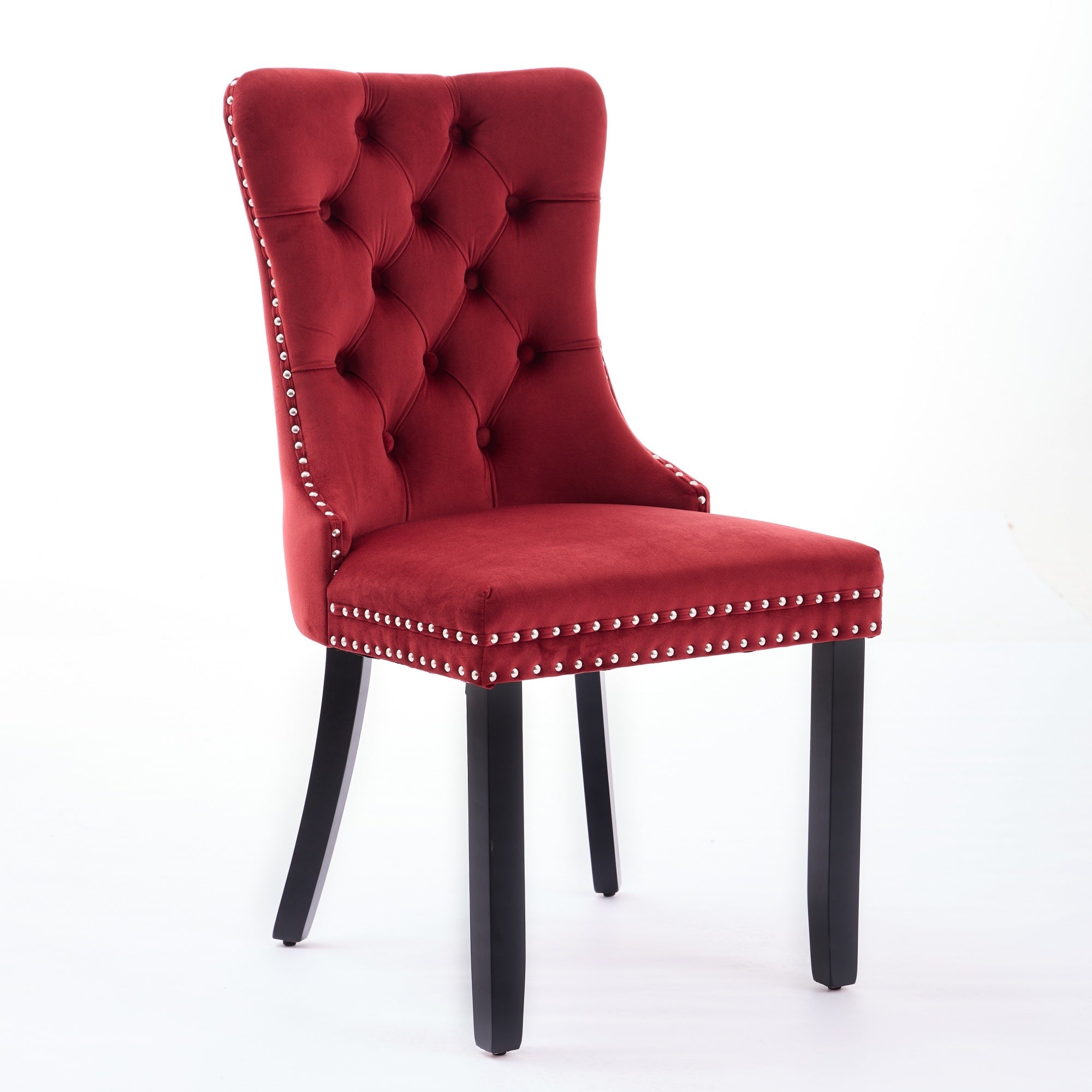 Classic Velvet Dining Chairs,  High-end Tufted Solid Wood Contemporary Velvet Upholstered Dining Chair with Wood Legs Nailhead, SET OF 2,Burgundy, Wine Red,SW2001WR - Grand Goldman Shop