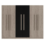 6-Doors Wooden Wardrobe Storage for Bedroom,with 2 Drawers Inside,Black+Nature - Grand Goldman Shop
