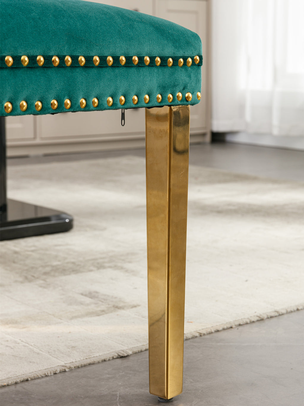 A&A Furniture,Nikki Collection Modern, High-end Tufted Solid Wood Contemporary Velvet Upholstered Dining Chair with Golden Stainless Steel Plating Legs,Nailhead Trim,Set of 2，Black and Gold, SW1601GN - Grand Goldman Shop