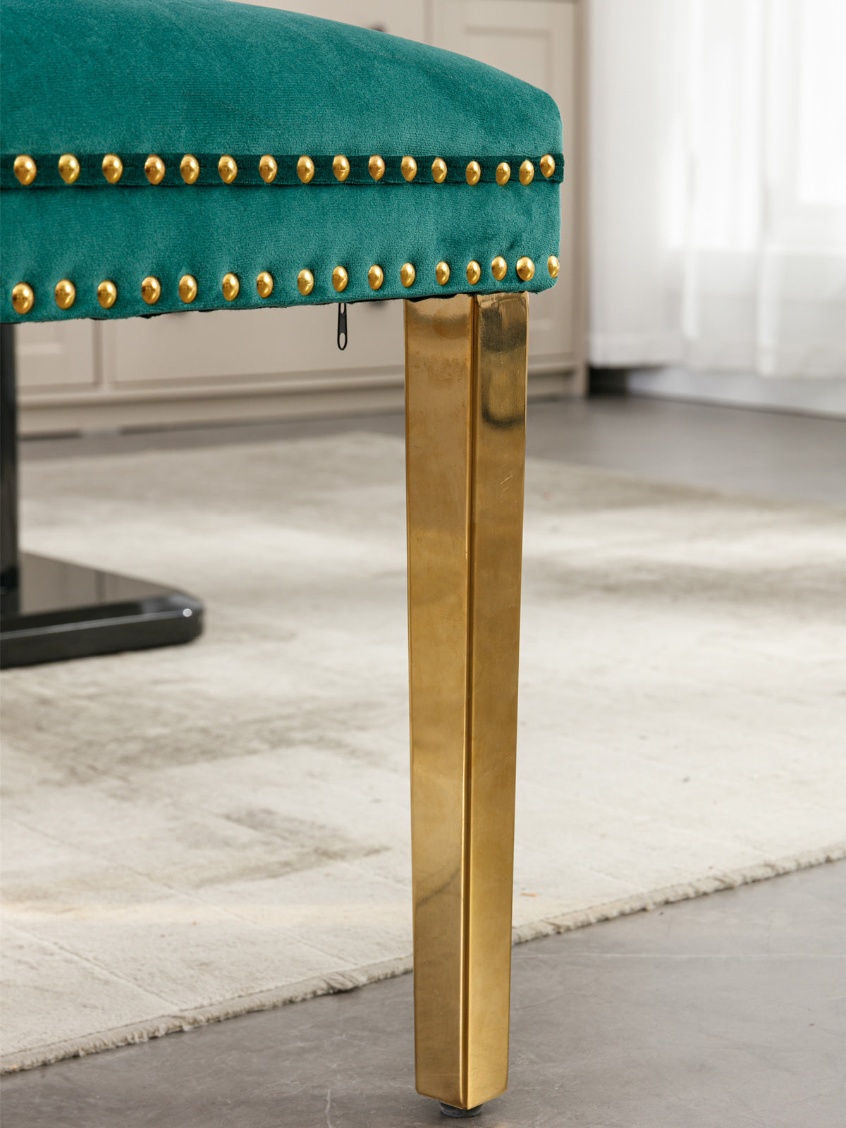 A&A Furniture,Nikki Collection Modern, High-end Tufted Solid Wood Contemporary Velvet Upholstered Dining Chair with Golden Stainless Steel Plating Legs,Nailhead Trim,Set of 2，Black and Gold, SW1601GN - Grand Goldman Shop