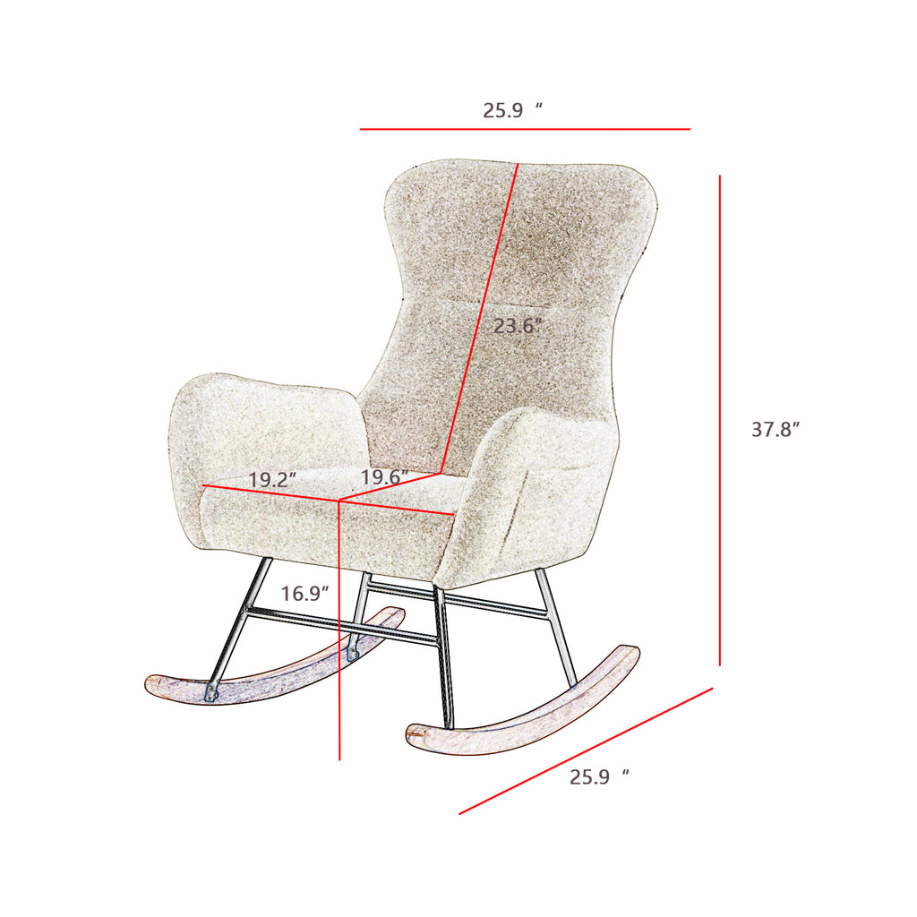 GREY teddy fabric rocking chair - Grand Goldman Shop