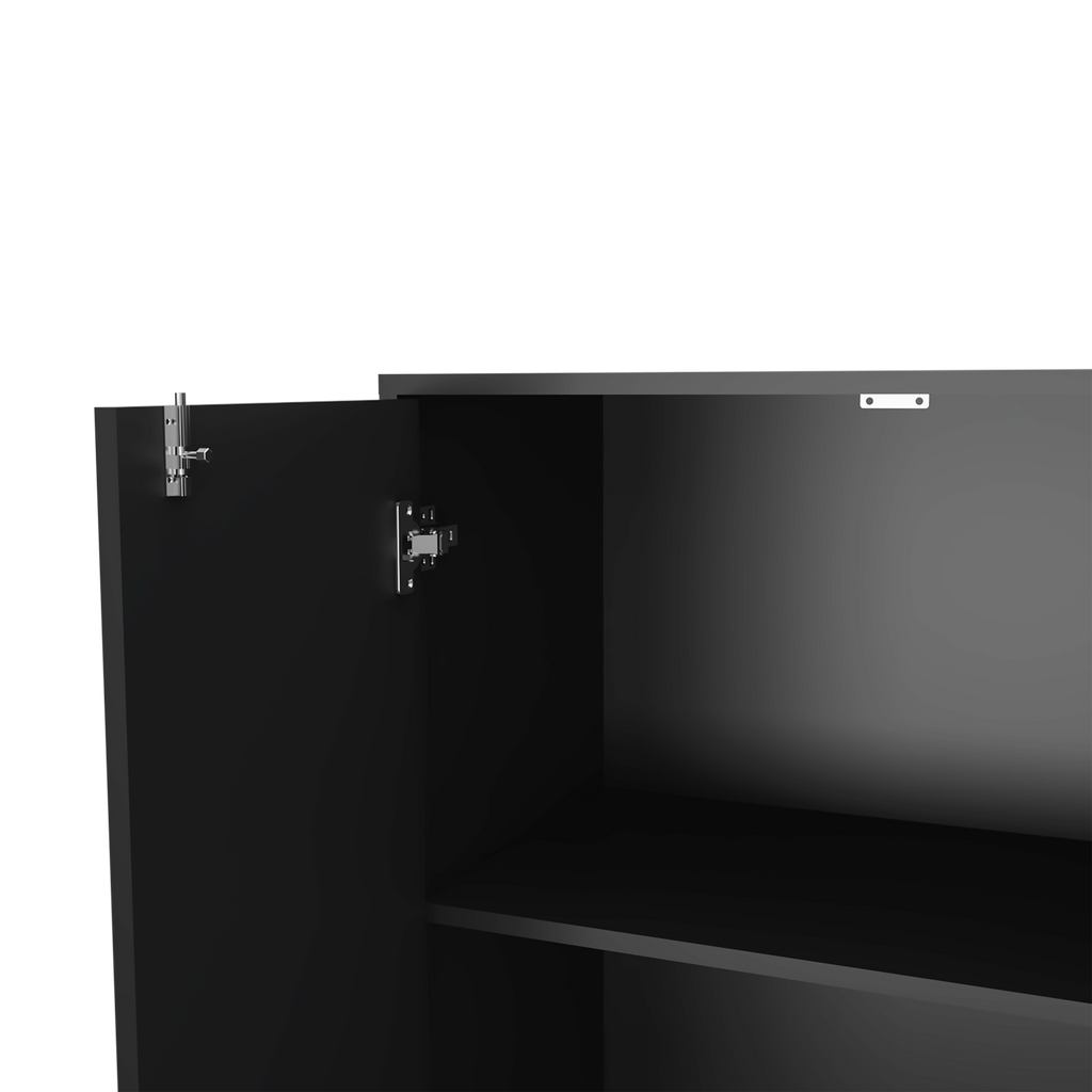 Storage Cabinet Lions, Double Door and Casters, Black Wengue Finish | Premium Home Decor - Grand Goldman