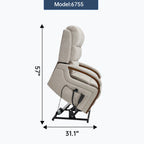 Power Beige Chenille Lift Recliner Chair Dual Motor Infinite Position Up to 350 LBS with Solid Wood Armrests, Heat Massage and Heavy Duty Motion Mechanism - Grand Goldman Shop