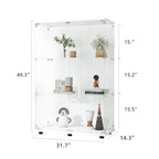 Two-door Glass Display Cabinet 3 Shelves with Door, Floor Standing Curio Bookshelf for Living Room Bedroom Office, 49.3'*31.7