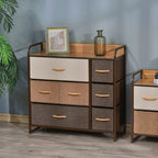 HOMCOM 7-Drawer Dresser, Fabric Drawers, 3-Tier Storage Organizer for Bedroom Entryway, Tower Unit with Steel Frame Wooden Top, Maple Wood - Grand Goldman Shop
