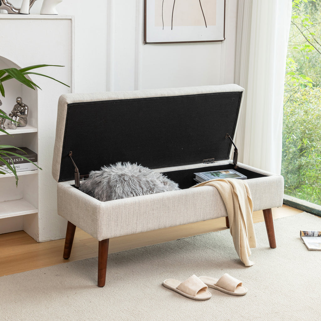 Storage Bench with Storage Bench for Bedroom End of Bed Bench Foot of Bed Bench Entryway Bench Storage Ottoman Bench 43.7' W x 18.1' D Off White Bench - Grand Goldman Shop