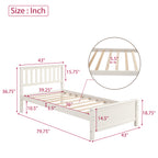 Twin Size Wood Platform Bed with Headboard, Footboard, Wood Slat Support, White Finish - Grand Goldman Shop
