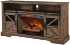 60 Inch Electric Fireplace  Entertainment Center With Door Sensor-Reclaimed Barnwood Color - Grand Goldman Shop