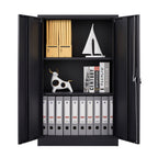 Black Metal Storage Cabinet with Locking Doors and Adjustable Shelf, Folding Filing Locker for Home Office, School, Garage, S