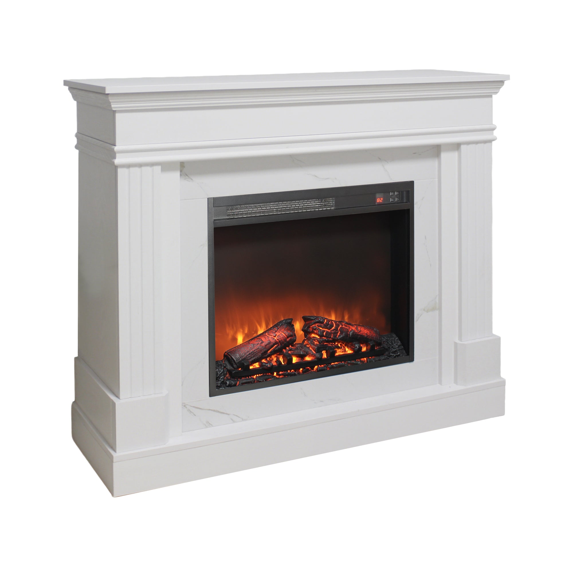 44' Electric Fireplace with Mantel for Living Room or Bedroom,23' Fireplace Insert Heater, Realistic Log and Flame Effect, Remote Control, Timer - Grand Goldman Shop
