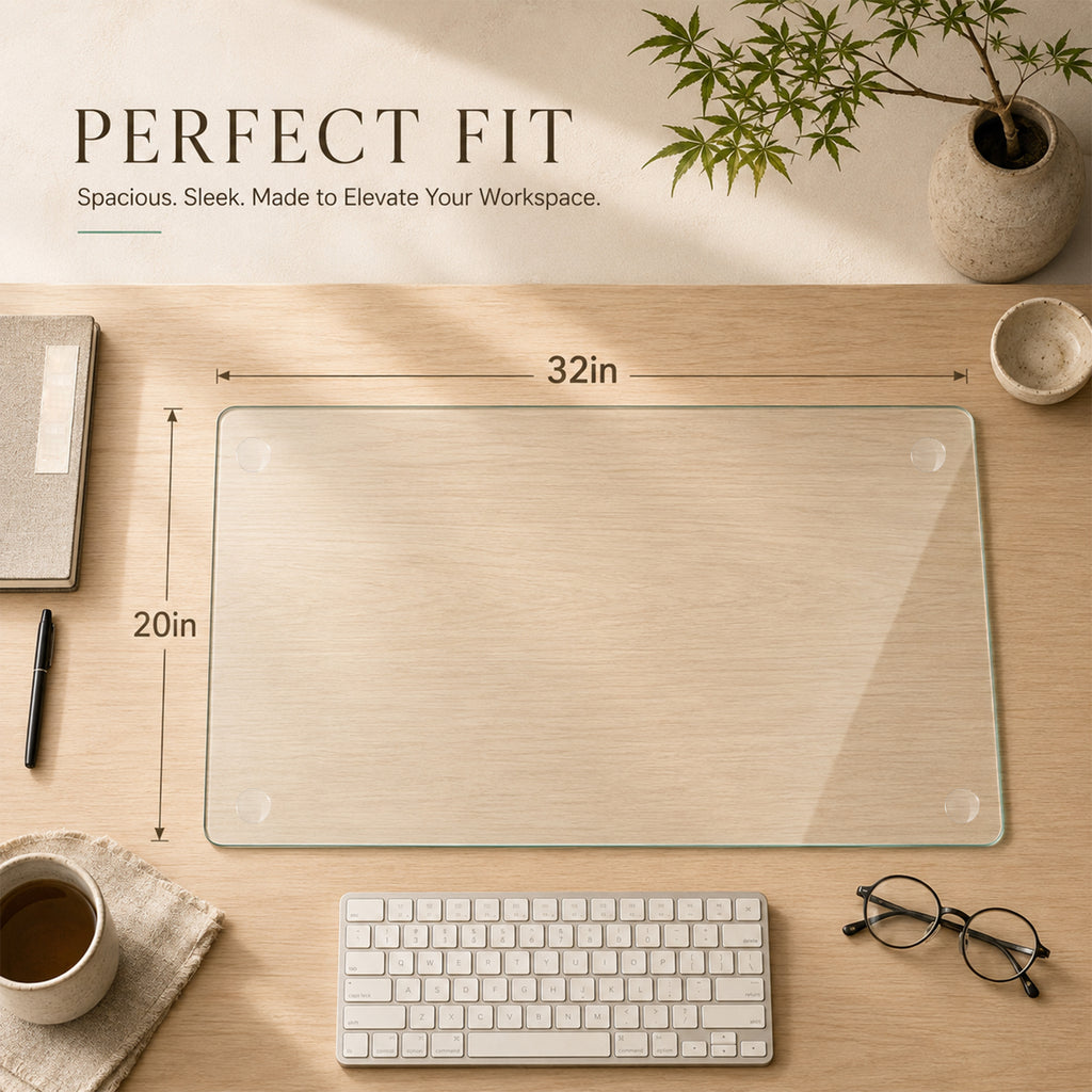 CLEAR Tempered glass table mat 20X32 INCH | Premium Home Decor - Grand Goldman