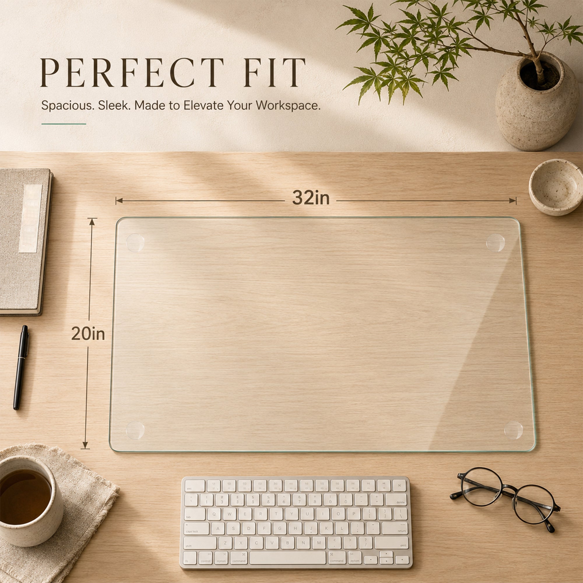 CLEAR Tempered glass table mat 20X32 INCH | Premium Home Decor - Grand Goldman