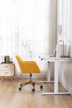 Modern Teddy Fabric Material Adjustable Height 360 Revolving Home Office Chair With Gold Metal Legs And Universal Wheel For I