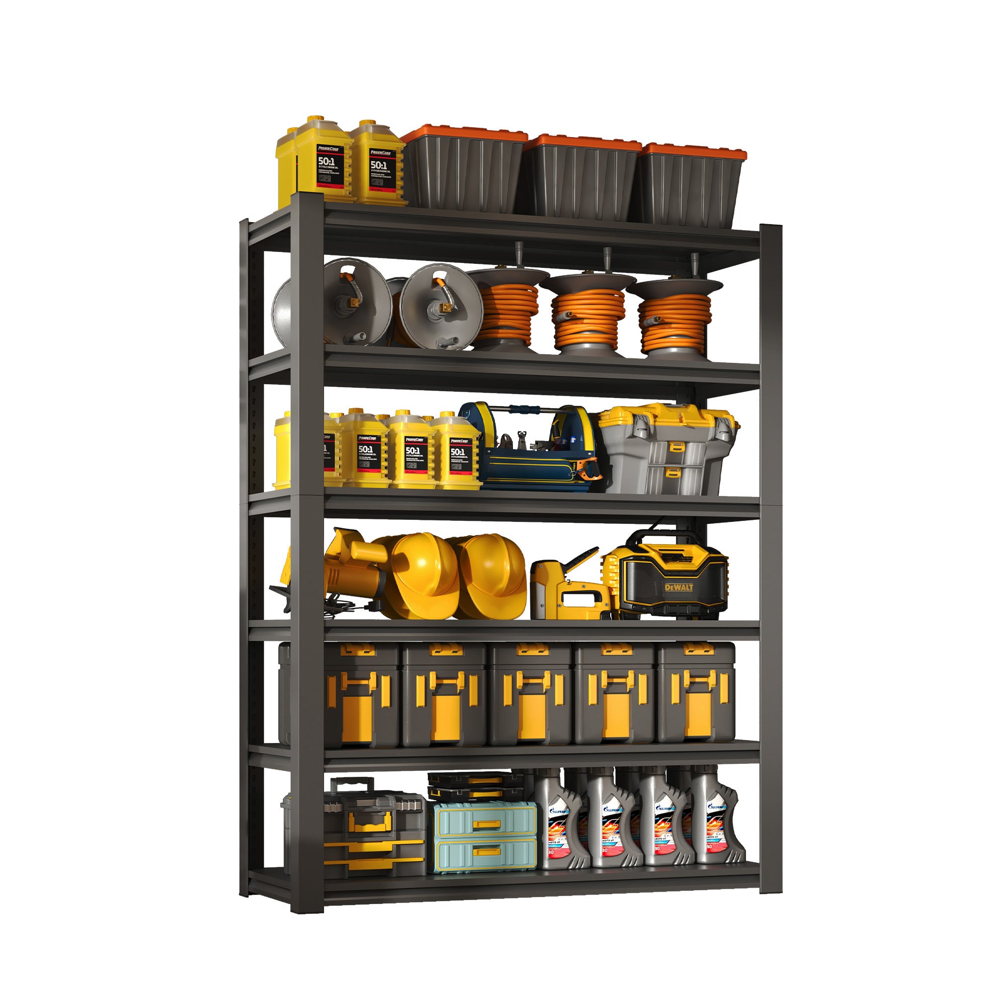 Industrial Heavy Duty 6 Tier Metal Garage Shelving Unit for Storage, Adjustable, Black, 48'W x 18'D x 82'H - Grand Goldman Shop