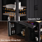 K&K 47 inch Kitchen Island with Extendable Dining Table, Rubber Wood Veneer Kitchen Table with Internal Storage Rack, Power Outlet, Kitchen island with Storage 2 Drawers 2 Cabinet, Black - Grand Goldman Shop