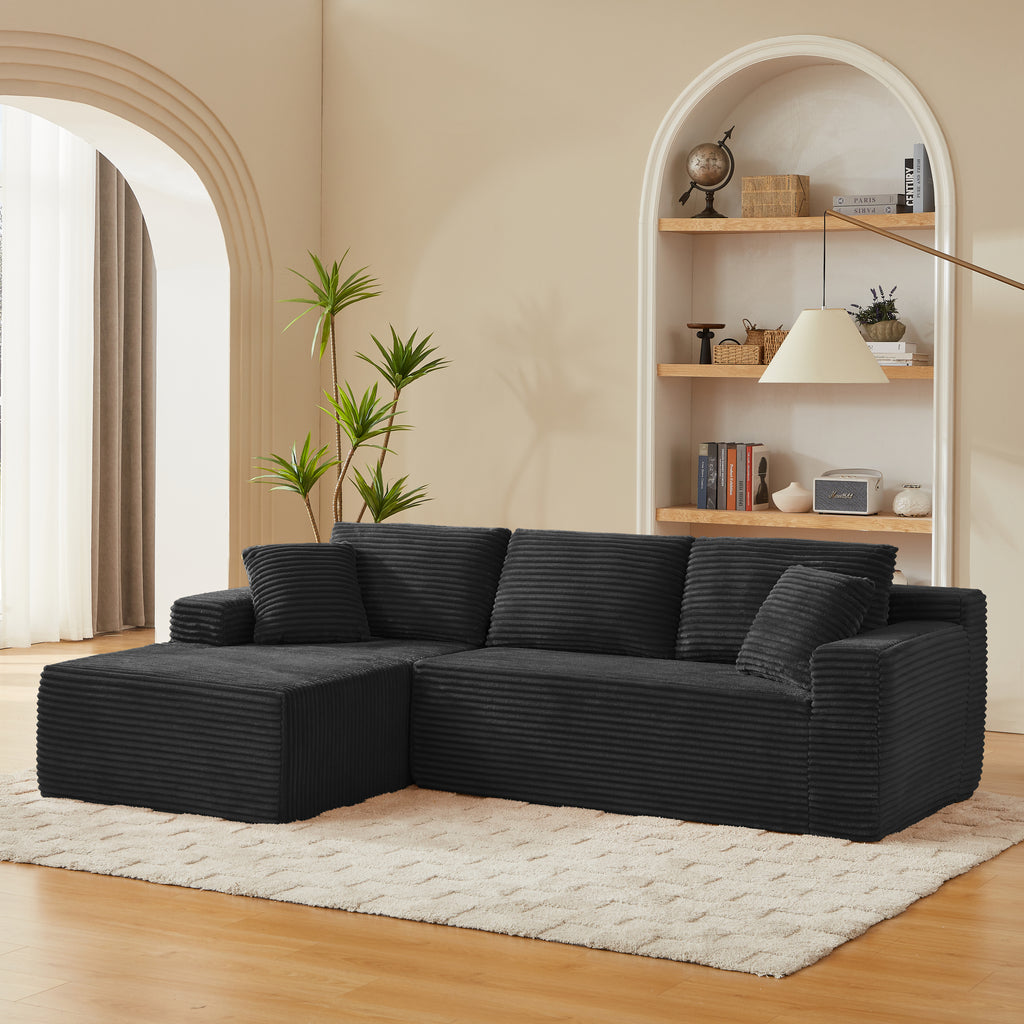 L-Shaped Cloud Sectional Sofa with Deep Seat,No Assembly Required,Modular Couches Sleeper for Living Room,Bedroom,Apartment,Black - Grand Goldman Shop