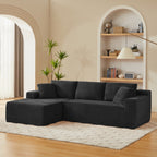 L-Shaped Cloud Sectional Sofa with Deep Seat,No Assembly Required,Modular Couches Sleeper for Living Room,Bedroom,Apartment,Black - Grand Goldman Shop