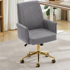 Ergonomic Mid-Back Office Chair with Striped Fabric in Gray, Corduroy Upholstery, Ideal for Work, Study, or Relaxation - Gran