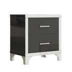 Elegant High Gloss Nightstand with Metal Handle,Mirrored Bedside Table with 2 Drawers for Bedroom,Living Room,Black - Grand Goldman Shop