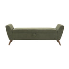 Modern Storage Bench with Mid-Century Wood Legs, 60'' Olive Green Teddy Fabric Upholstered Bench with Storage for Living Room & Bedroom - Grand Goldman Shop