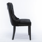 Nikki Collection Modern, High-end Tufted Solid Wood Contemporary Velvet Upholstered Dining Chair with Wood Legs Nailhead Trim 2-Pcs Set, Black, SW2001BK - Grand Goldman Shop