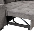 104.5' Modern L-Shape 3 Seat Reversible Sectional Couch, Pull Out Sleeper Sofa with Storage Chaise and 2 Stools for Living Room Furniture Set,Knox Charcoal (old sku:SG000431AAA) - Grand Goldman Shop