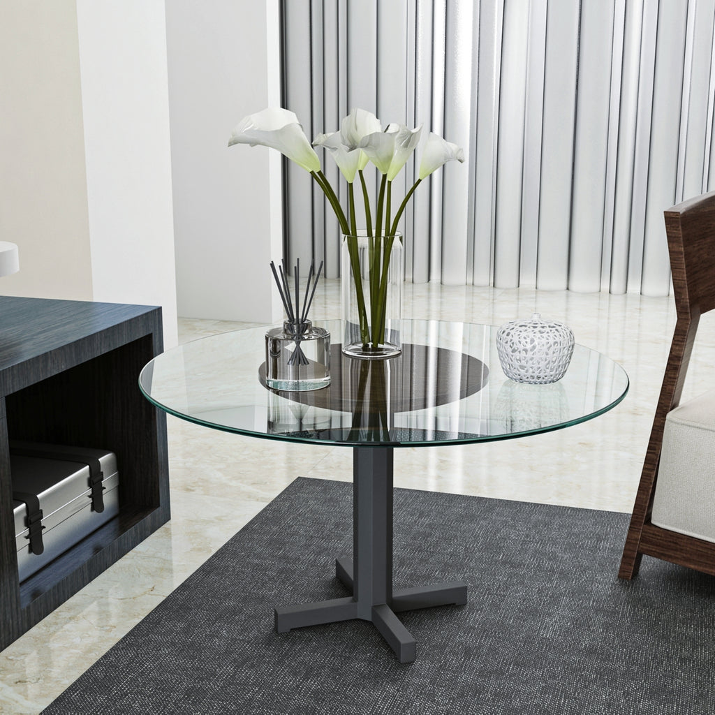 24' Inch Round Tempered Glass Table Top Clear Glass 1/4' Inch Thick Round Polished Edge - Grand Goldman Shop
