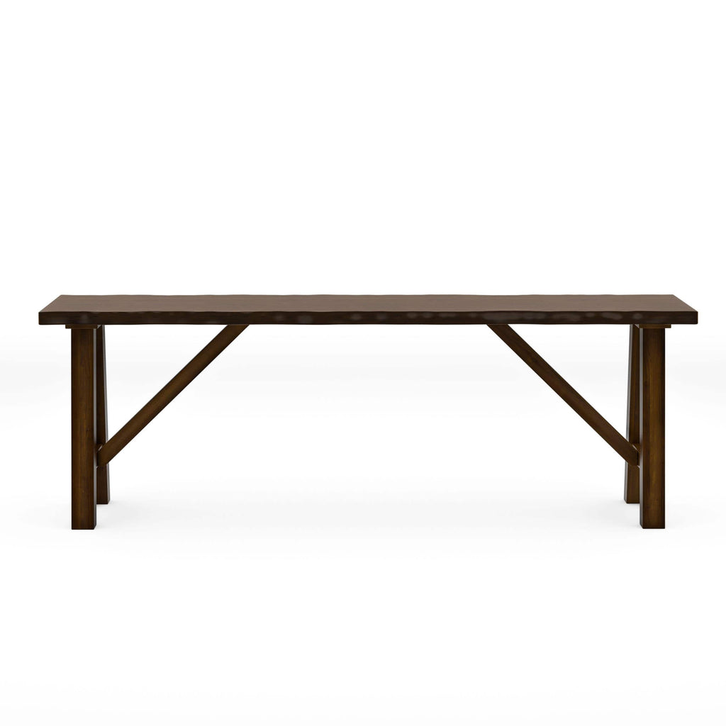 Rustic Walnut Finish 1pc Bench Only Live Edge Design Distressed Wood Seat Dining Room Furniture Solid wood Bench - Grand Goldman Shop