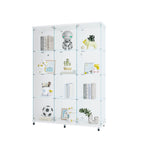 Glass Display Cabinet with 4 Shelves Extra Large, Curio Cabinets for Living Room, Bedroom, Office, Black Floor Standing Glass