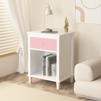 Pink+Golden Handle Wooden Nightstand 26.77''H with One Drawer One Shelf for Kids and Adults - Grand Goldman Shop