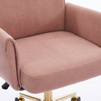 Ergonomic Mid-Back Office Chair with Striped Fabric, Light Pink Corduroy, Gold Base, 25.20L x 24.02W x 39.00H inches | Premiu