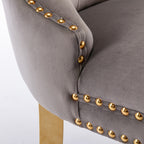 Nikki Collection Modern, High-end Tufted Solid Wood Contemporary Velvet Upholstered Dining Chair with Golden Stainless Steel Plating Legs,Nailhead Trim,Set of 2,Gray and Gold, SW1601GY - Grand Goldman Shop
