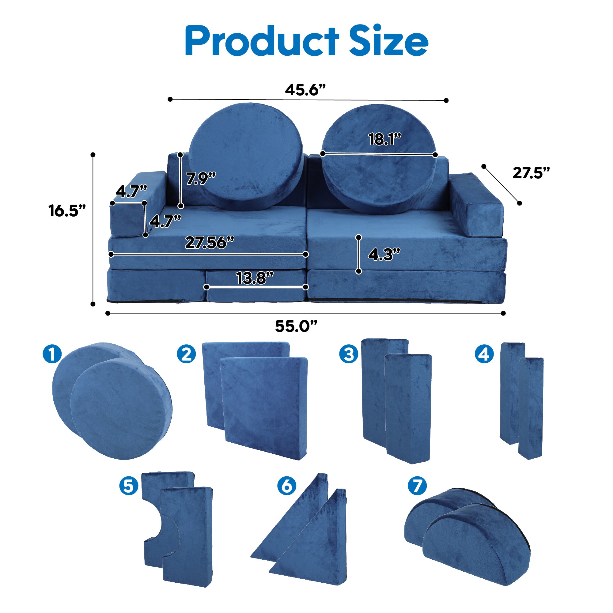 14pcs Kids Sofa Modular Play Couch,Child Sectional Sofa to Boost Creativity,Boys and Girls DIY Creativing Playroom Couch Furn