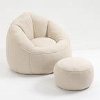 Bedding Bean Bag Sofa Chair with High-Pressure Foam and Footrest, Beige Microfiber - Grand Goldman Shop