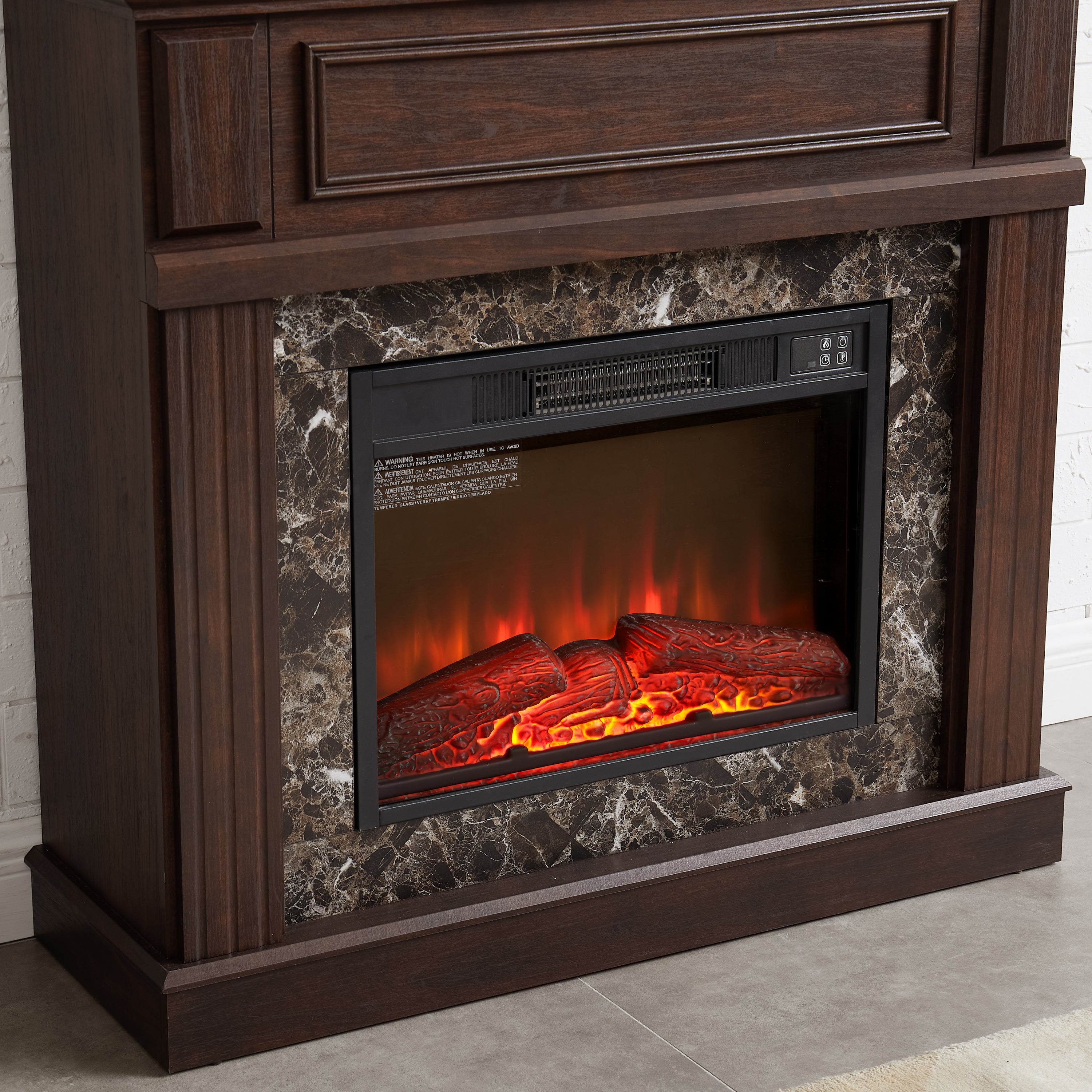 Electric Fireplace with Mantel,fireplace mantel surround with 23' Fireplace Insert, Adjustable Flame, Remote Control, Cherry,41.34'W*14'D*40'H - Grand Goldman Shop
