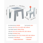 4 in 1 Kid Activity Table and 2 Chairs Set, Graffiti & Building Blocks Double-Sided Tabletop, Toddler Play Table with Storage