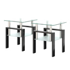 Modern Tempered Glass Tea Coffee End Table Set of 2, Transparent/Black, Metal Legs, Square Design - Grand Goldman Shop